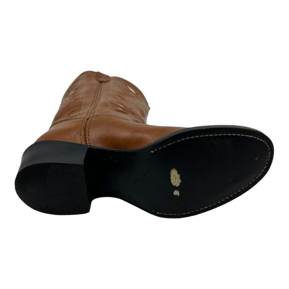 Acme Cowpuncher Western Boots Womens 5D Tan Leather Good Contrast Stitching VTG. - Picture 3 of 16